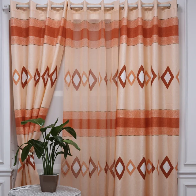 Factory Direct New Rhombus Pattern 100% Polyester  Curtains Home Printed Blackout Curtains