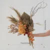 otoño rosa pálido hortensia con borde horneado protea cañas flores en abanico