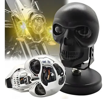 BB1658 Faros Auxiliares De Lupa Alta/baja Doble Color Auto Moto  Mini Driving Skull Fog Headlight Led Light for Bike Motorcycle