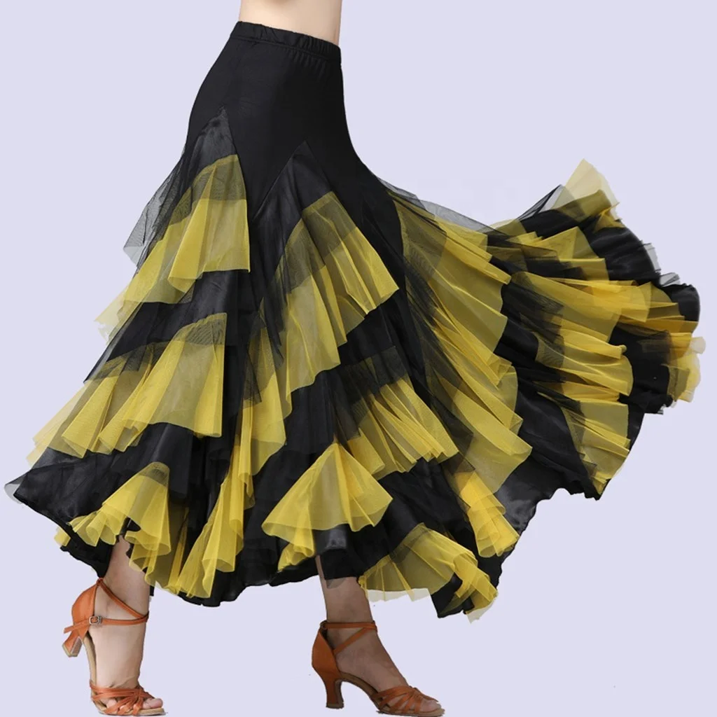 Women Flamenco Sleeveless Handmade Waltz Full Skirt Modern Social Dance Long Dress