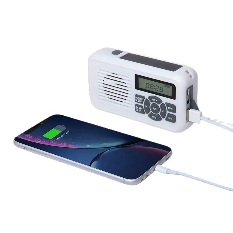 Vofull SOS фонарик радио 2000mhA телефон зарядки часы аварийный FM портативный солнечный радио с ручным управлением