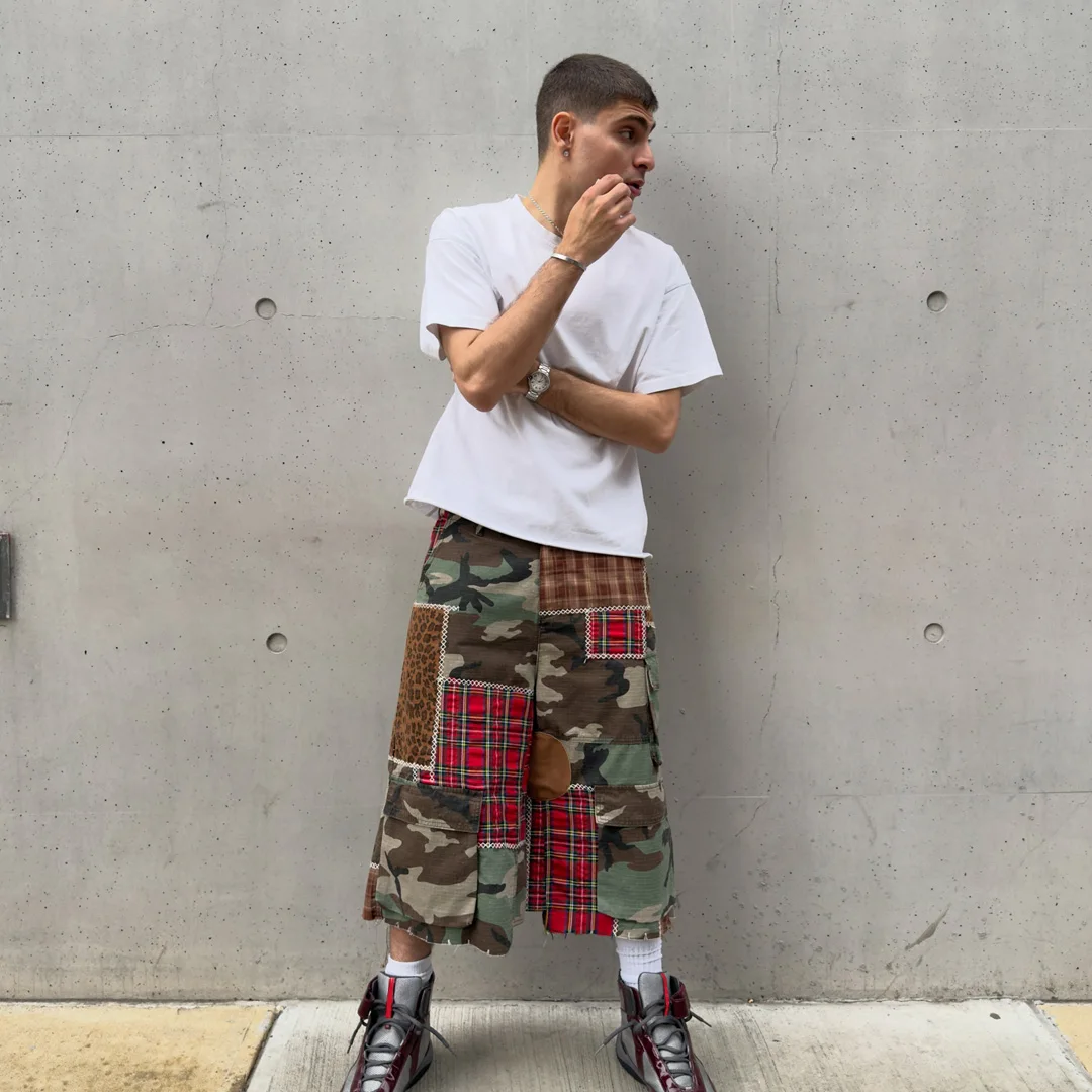 Výrobce OEM oblečení pro muže – kapesné kalhoty v camo, šachovnici a leopardovém vzoru, streetwear, velkoobchod