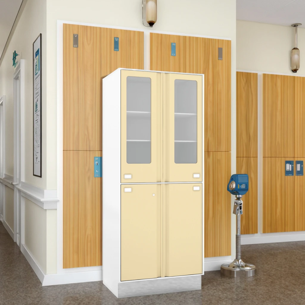 Modern Sterile Instrument School Storage Cabinet 810mm Hospitals Glass-Display Top Stainless Steel Lower Segment Multi-Function 4