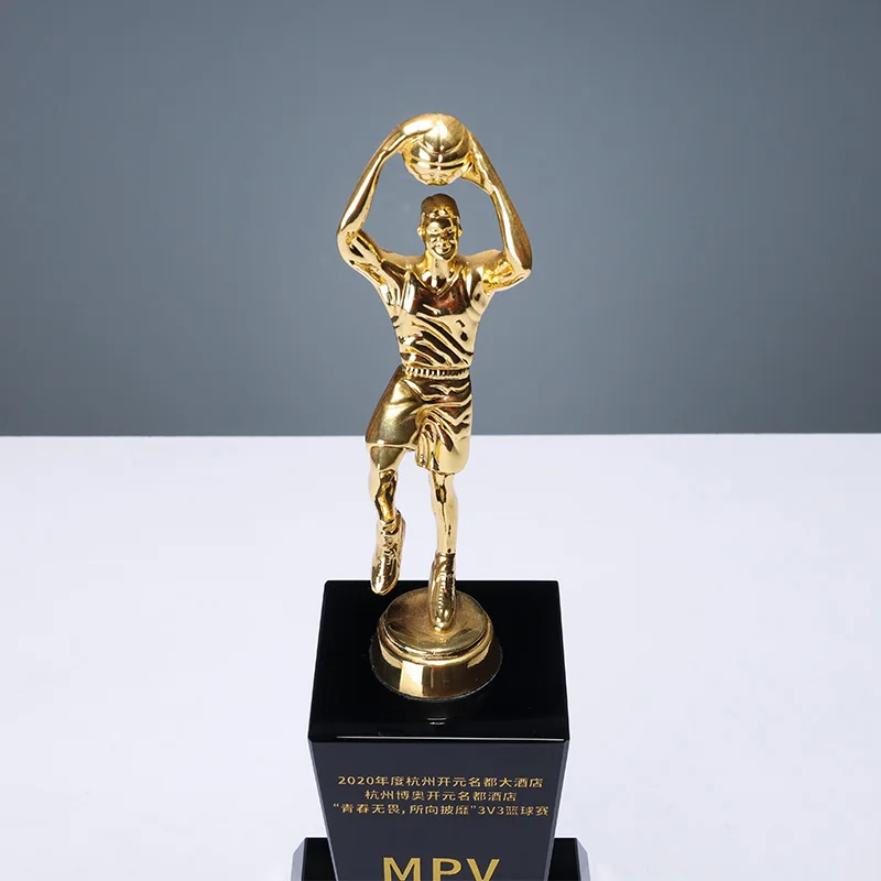 Factory Direct  k9 Crystal Metal  MVP Basketball Trophy With Custom Design manufacture