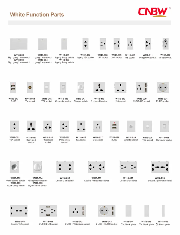 118 Type Us Standard Newest Design 1 Gang 1 Way With 2 Pin Socket Push Button Switch for Us Standard Light Switch Socket