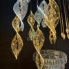B 5-head acrylic twisted chandelier warm light