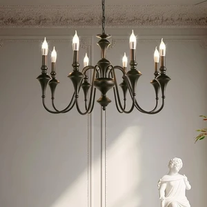 JACKSUN Candle Chandelier American Vintage Chandelier French Style Pendant Light Bedroom Dining Pendant Lighting