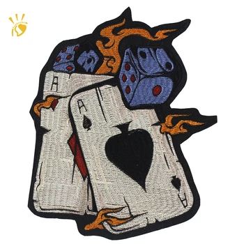 Love Playing Card Patches Embroidery Applique Fabric Patches Iron on Sticker for Rider Jacket Customized OEM Emblem Logo Label