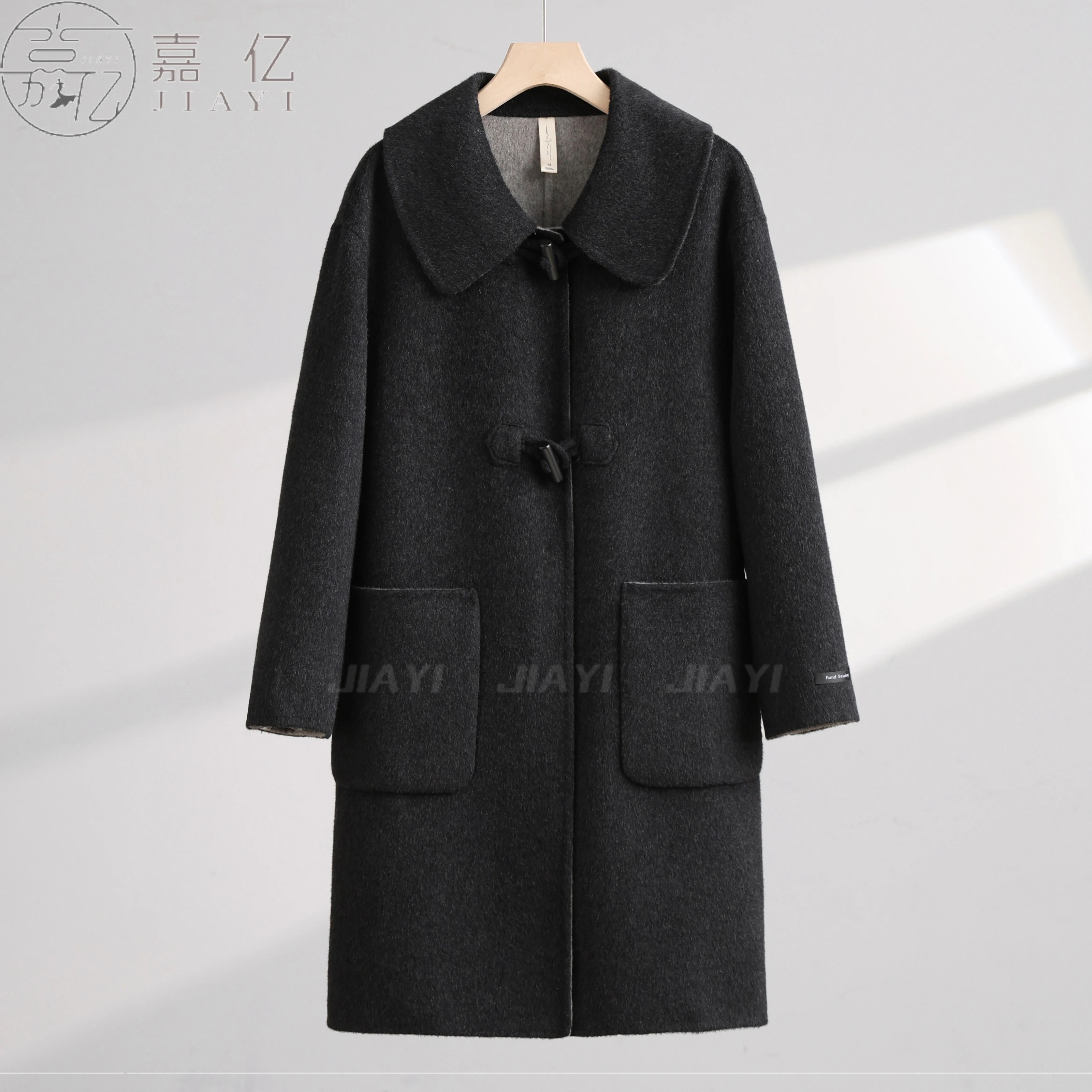 Women's High Quality 100% Wool Fleece Winter Coat Long Warm Jacket with Solid Color Design Sheep Fur Plain Dyed Long Sleeves