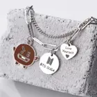 Trendy Stainless Steel Charm Double Chain Jewelry Kpop BTS Bagta Boys Love Yourself BTS Korea Group ARMY Gift For BTS Fas