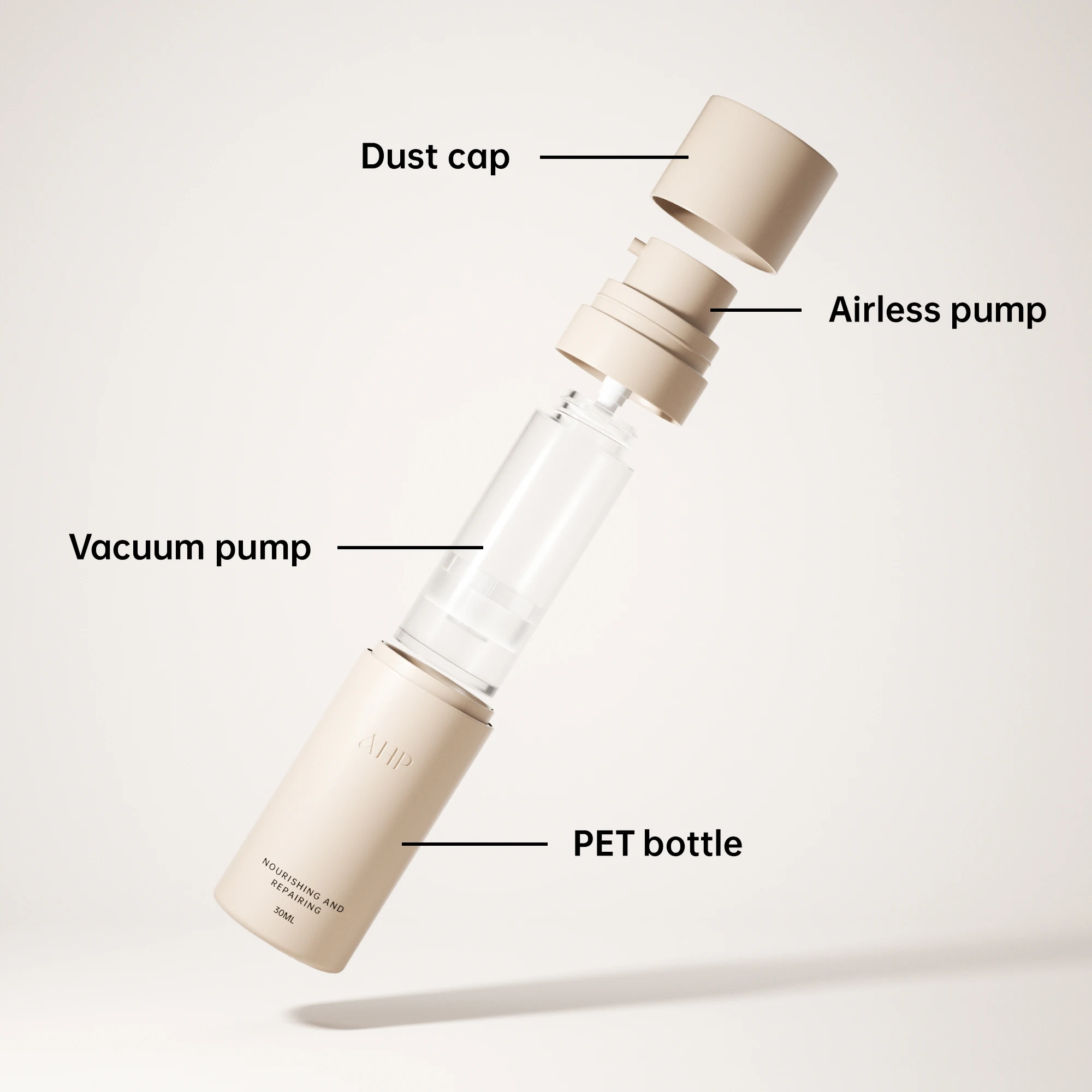 PET Face Cream Vacuum Pump Bottle Airless Hair Care Bottles Care Korean Skin Care Private Label Cosmetics Airless Pump Bottle