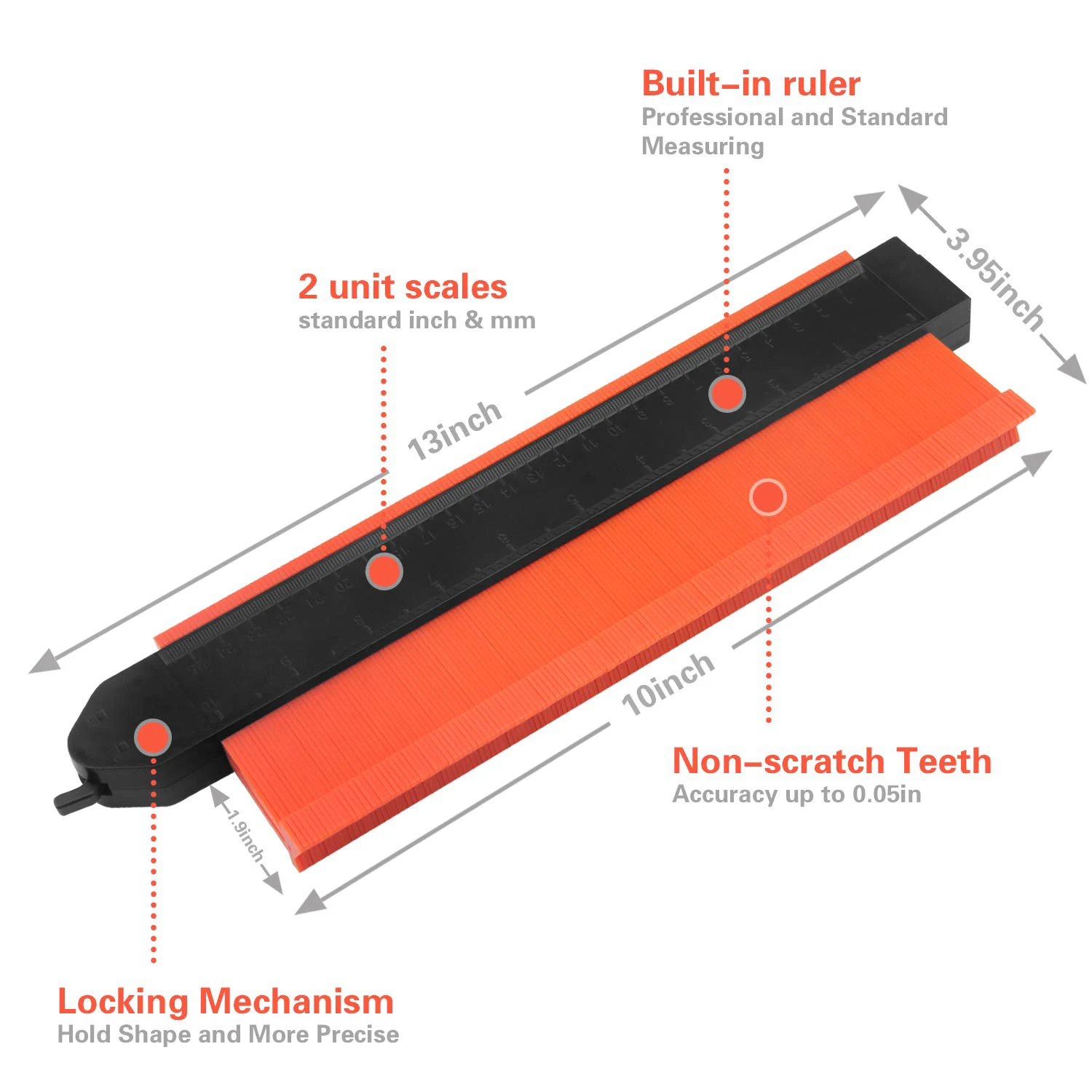 Lockable 10inch Contours Edge Shaping Measure Ruler Shape Contour Profile Contours Gauge Duplicator with Lock for Wood Working