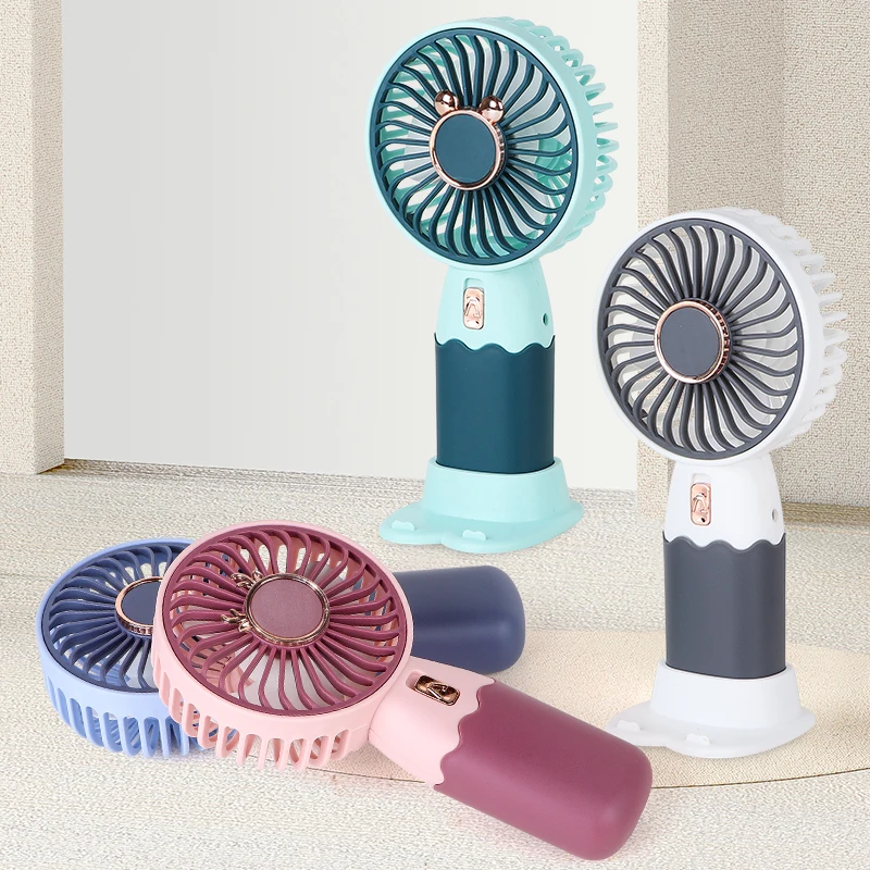 USB Rechargeable Mini Portable Fan Detachable Base Cute 5V Wind Speed Desktop Fans for Office Study Car Home Use Battery-Powered
