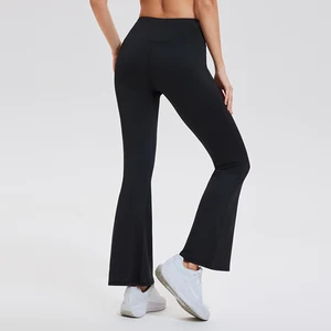 Custom Solid Nylon Fitness Workout Yoga Pants High Waist Yoga Leggings Women Gym Leggings Flare Pants All-purpose Shaping Pants