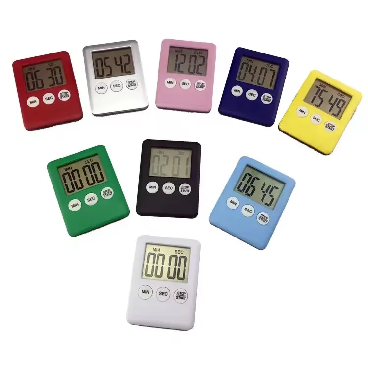 Hot Sale LCD Digital Countdown Timer Home Kitchen Tools Thin Square Refrigerator Magnetic Large Display Screen