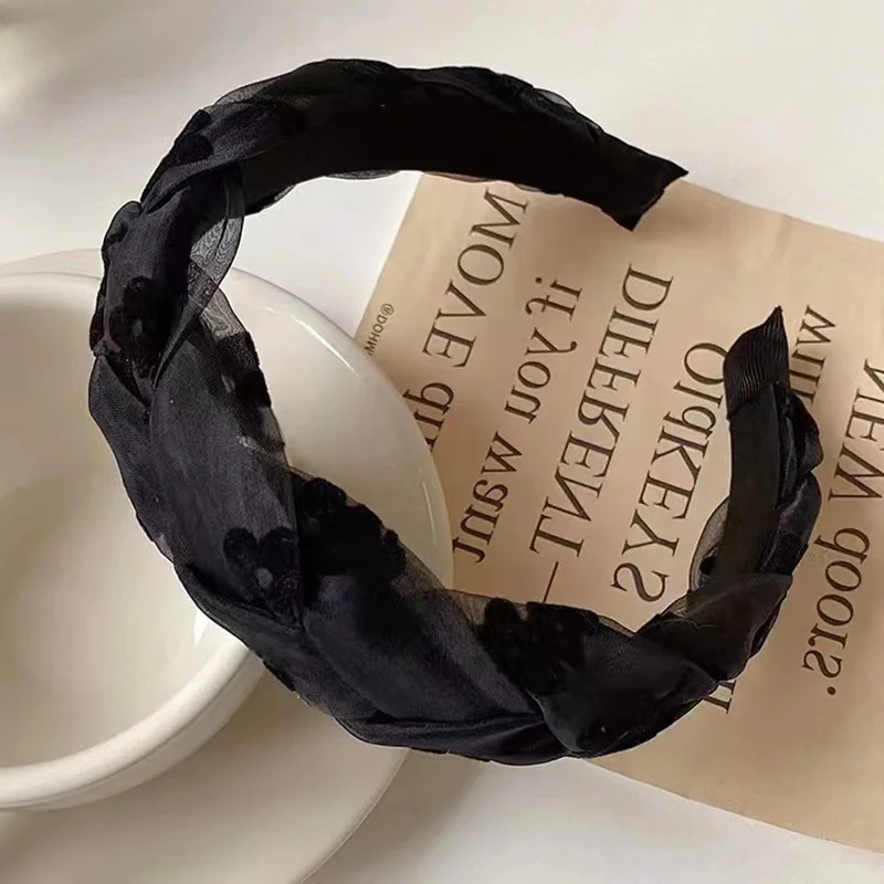 Землетрясения в винтажном стиле во французском органза витой повязка на голову женские стильные элегантные прогулки обруч для волос ретро