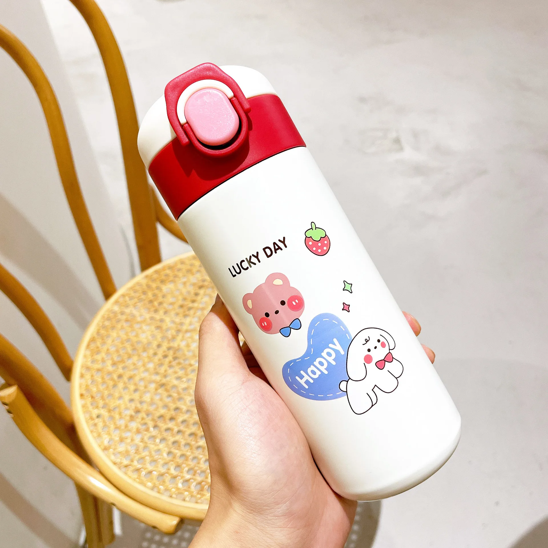 New Kids Cute Cartoon Insulated Water Bottle Thermos 480ml