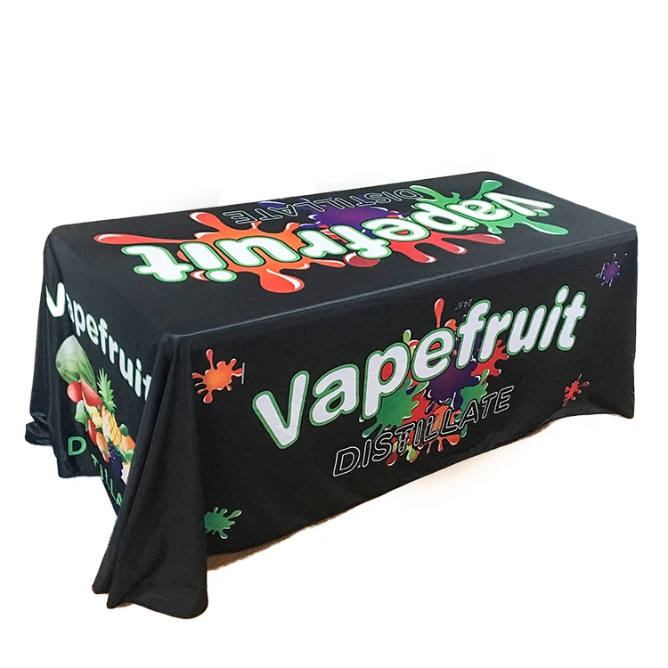 Custom Trade Show Sublimation Printed Logo Polyester Waterproof Fitted Stretch Spandex Table Cover Table Cloths