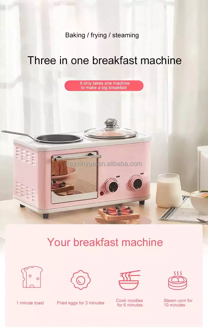 New Design 4 In 1 Breakfast Machine(Frying Pan Toaster Oven Steaming Pot  Boiling Pot )