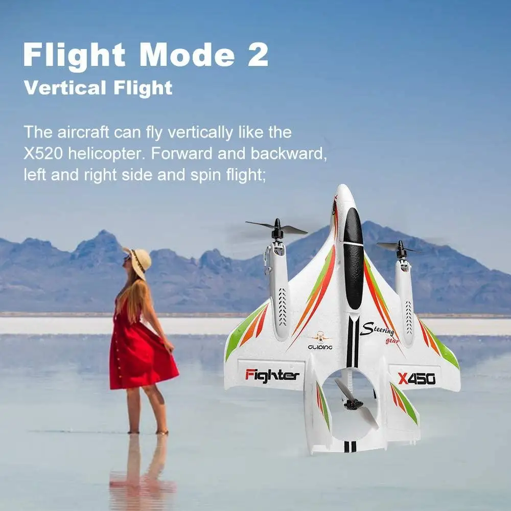 Hot HOSHI XK Wltoys X450 RC Plane 2.4G 6CH Fixed Wing Brushless RC Glider 3Flight Modes Vertical Take-off Landing RC Helicopter
