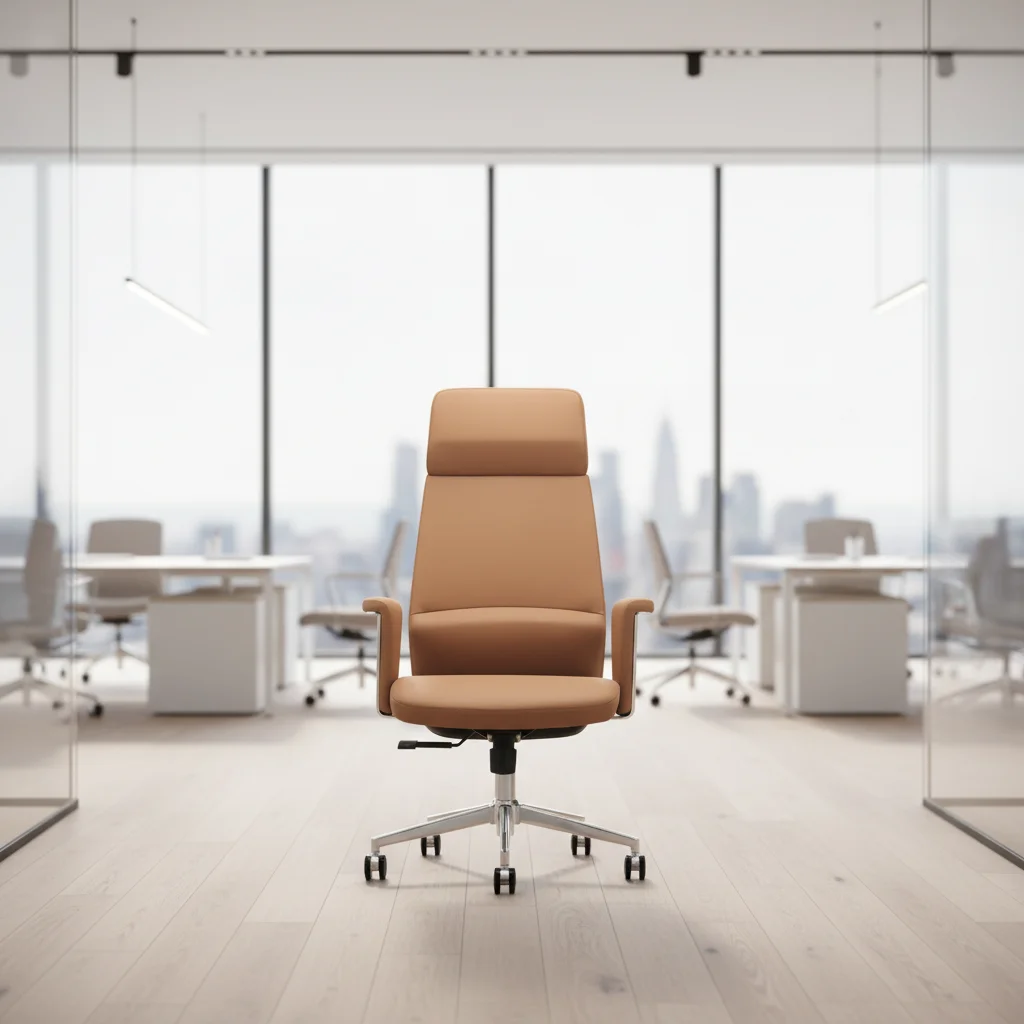 Luxury Headrest Executive Chair PU Leather Armrests Telescopic Height Adjustment Office Upgrade 3