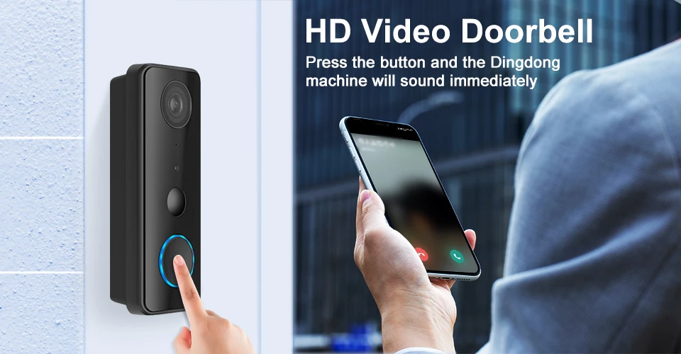 1080p Fast BLE Link Two Way Audio Support Leave Message Motion Detection Wired 5000mAh Battery Powered Video Doorbell 7