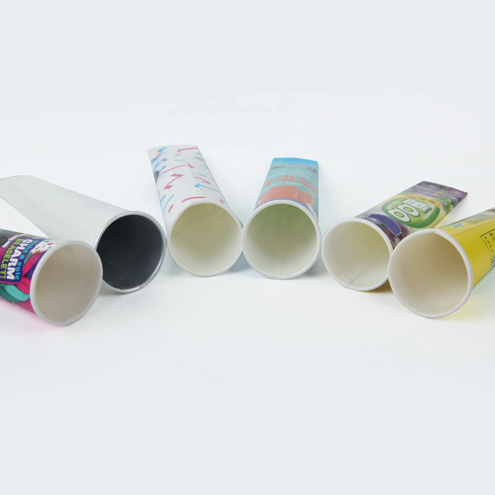 Customized Design logo Colorful Various Sizes 100ml Disposable Jelly Calippo Ice Cream Squeeze Paper Cup Tube Packaging Cone