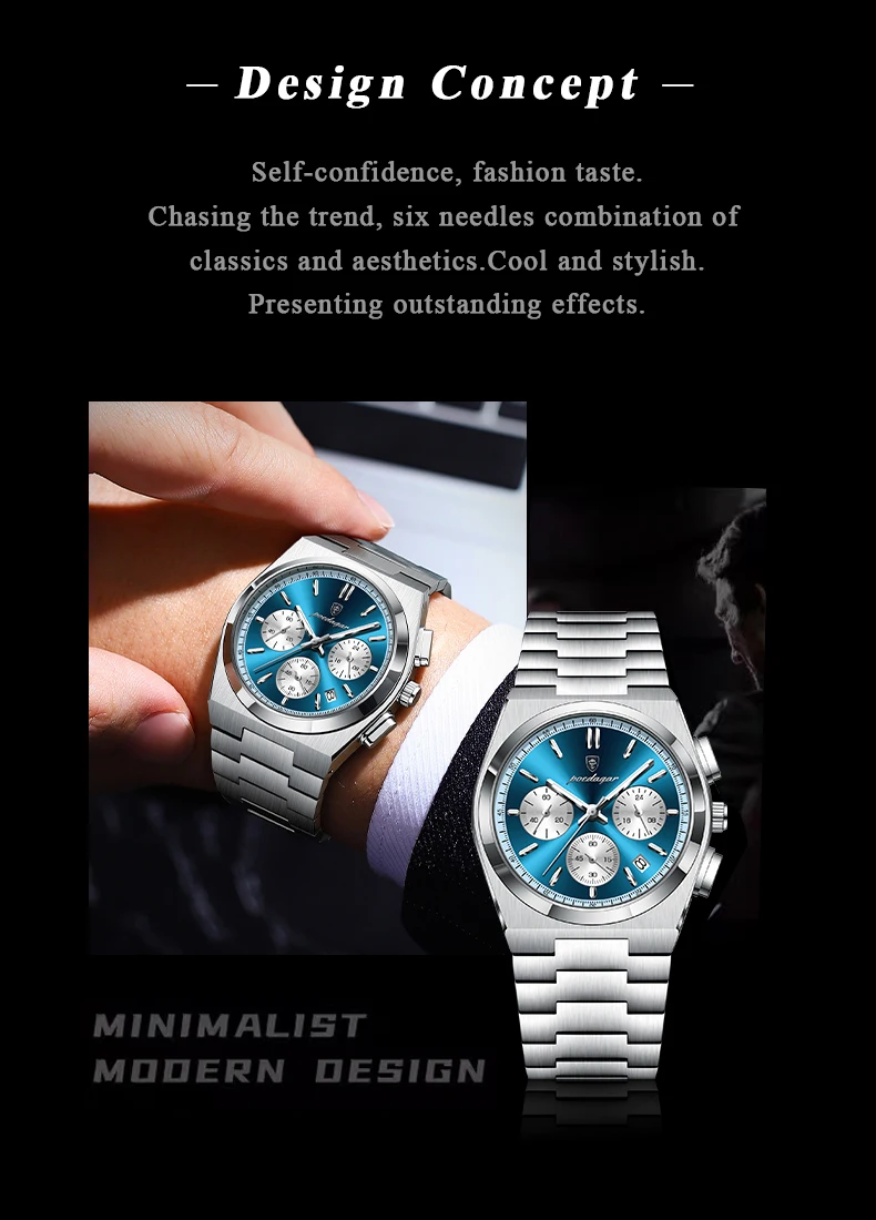 POEDAGAR 970 Luxury Quartz Man's Watch description image 2