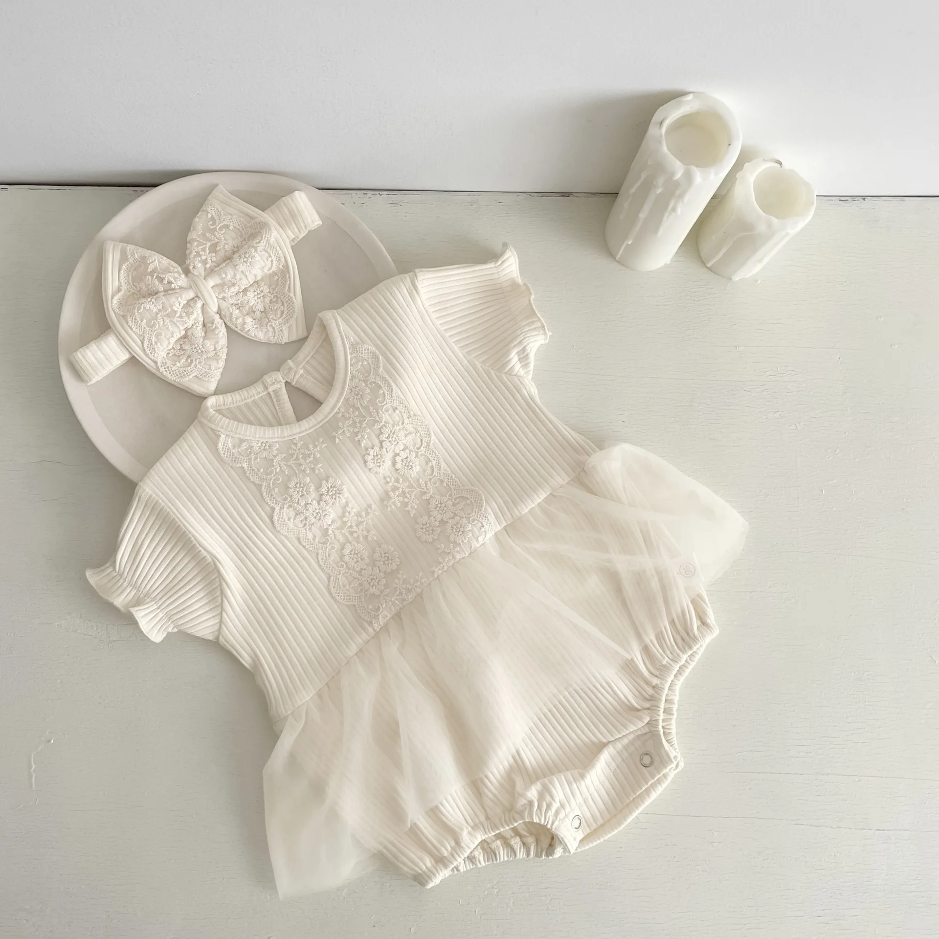 Summer Infant Mesh Romper Newborn Princess Lace Bodysuit Cotton Baby Girls'  Clothing