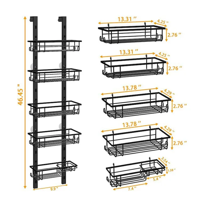 Hanging Shower Caddy with 14 Hooks and Soap Holder, No Drilling Shower Caddy  Over the Door, Rustproof & Waterproof Stainless Steel Hanging Shower  Organizer for Bathroom, Black