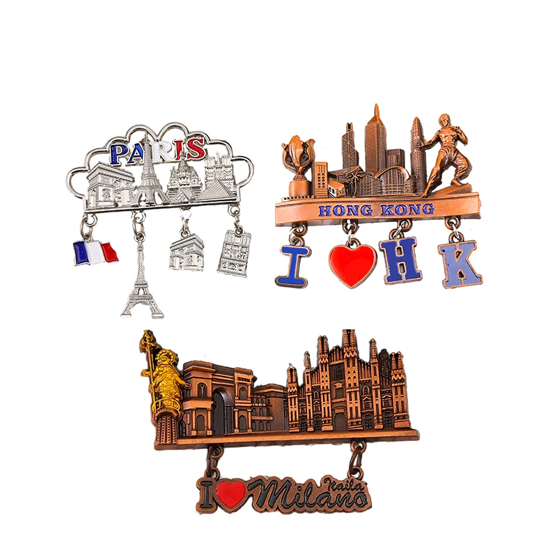 OEM Factory Direct Metal Customized Canada Tourist Souvenir Las Vegas 3D Embossment Serial Fridge Magnet