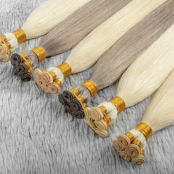 Hot Sale Invisible Hand Sewn Weft Hair, European Double Drawn Remy Hand Tied Weft Hair Extension