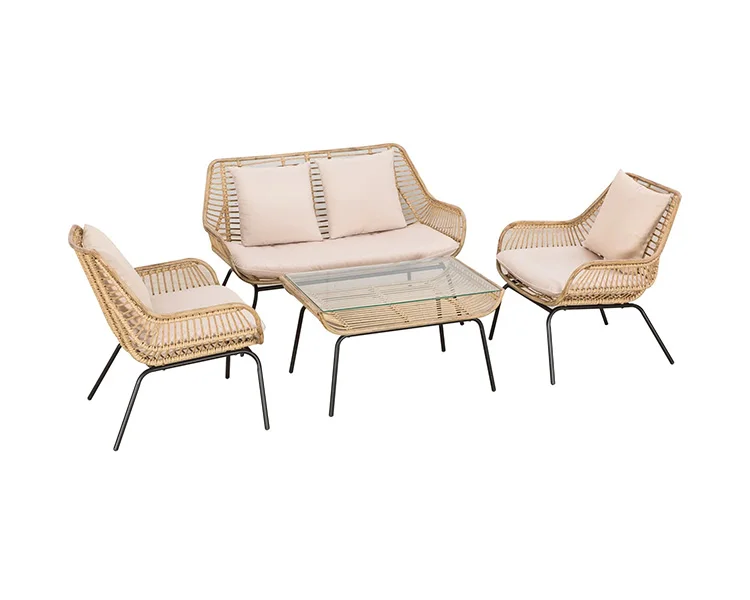 Yasn Modern Garden Sofa Set Outdoor Patio Courtyard Poly Rattan Outdoor