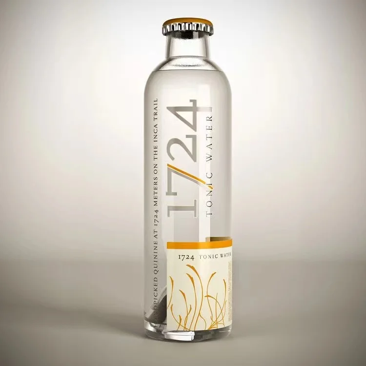 750ml clear and Round Decal Handing and Spring Water Use Glass Bottle with Crown Cap
