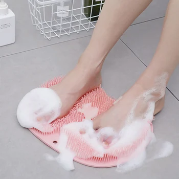 Exfoliating Shower Massage Scraper Bathroom Non-slip Bath Mat Back Massage Brush Silicone Foot Wash Body Cleaning Bathing Tool