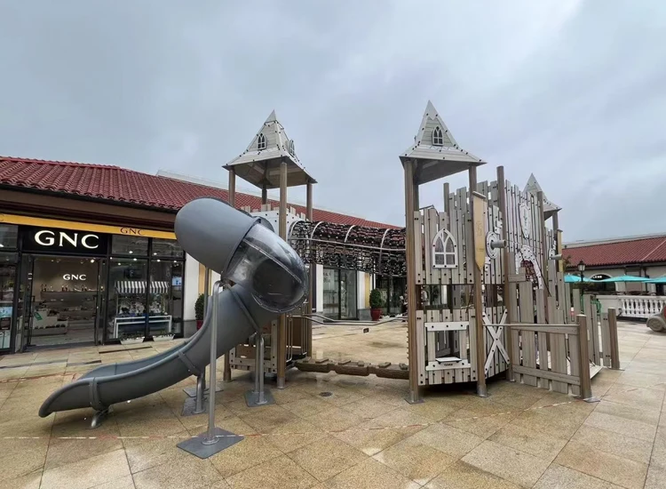 2025 Customized Outdoor Kids Playhouse with Jungle Climbing Plastic Slide Set Children's Fun Play Equipment
