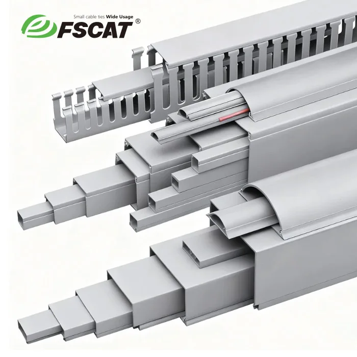 Pvc Raceway Electrical System FSCAT 25x16mm PVC Wiring Cable Duct Flexible Plastic Trunking PVC Wire ...