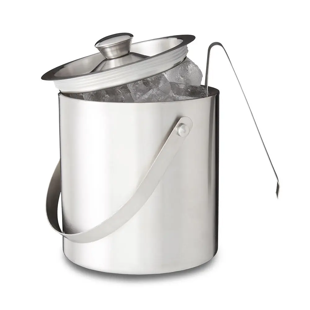 Custom Logo Beer Wine Cooler Copper 1L Stainless Steel Wine Ice Bucket with Tongs
