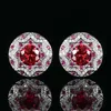 Red corundum ear studs