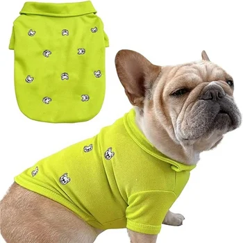 Pet Outfit Apparel Coats Tops French Bulldog Embroidery Cotton Dog Shirts Puppy T-Shirt Clothes