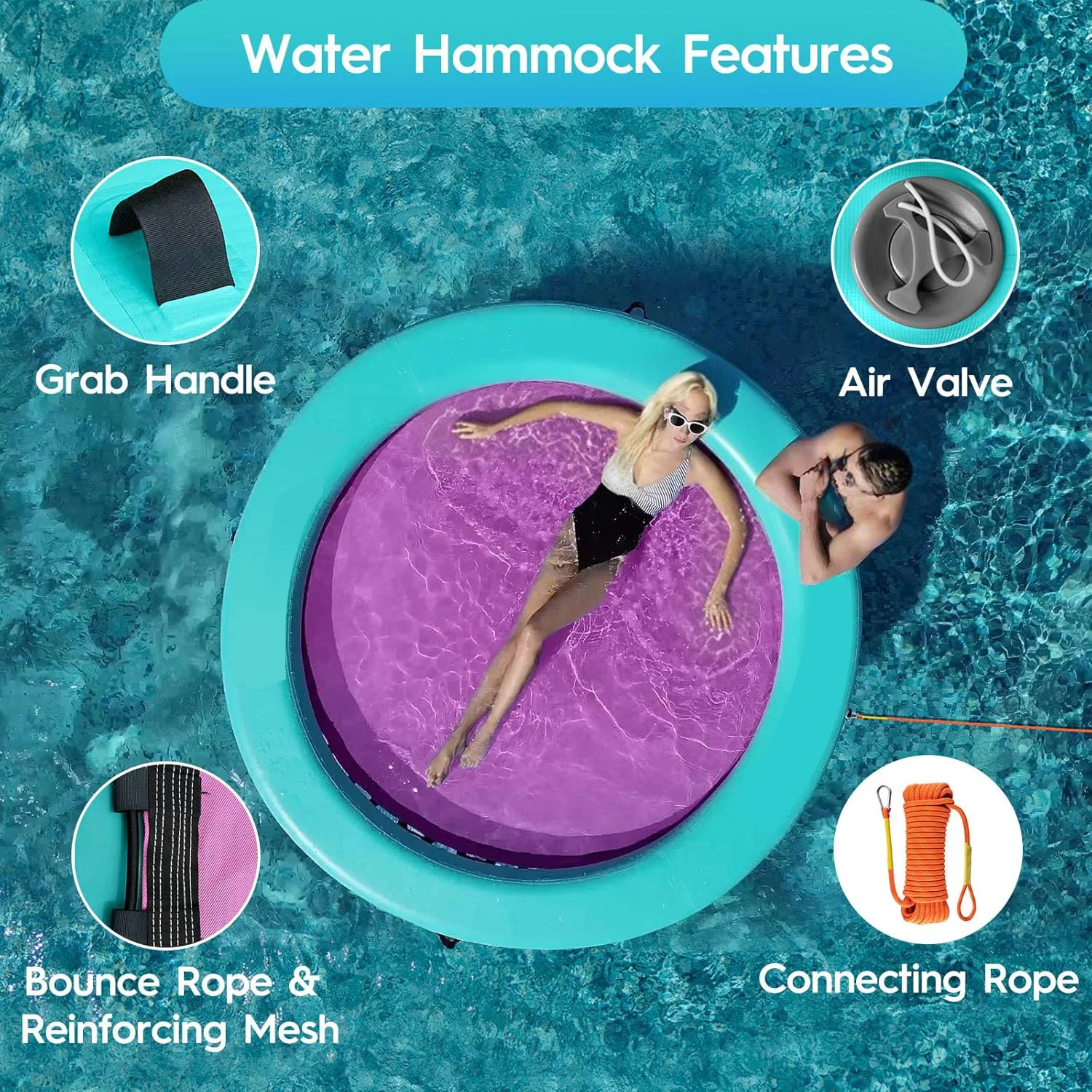 Inflatable PVC Tanning Pool Lounger Water Sunbathing Lounge Raft Hammock Sea Usage Mat Pad Bed