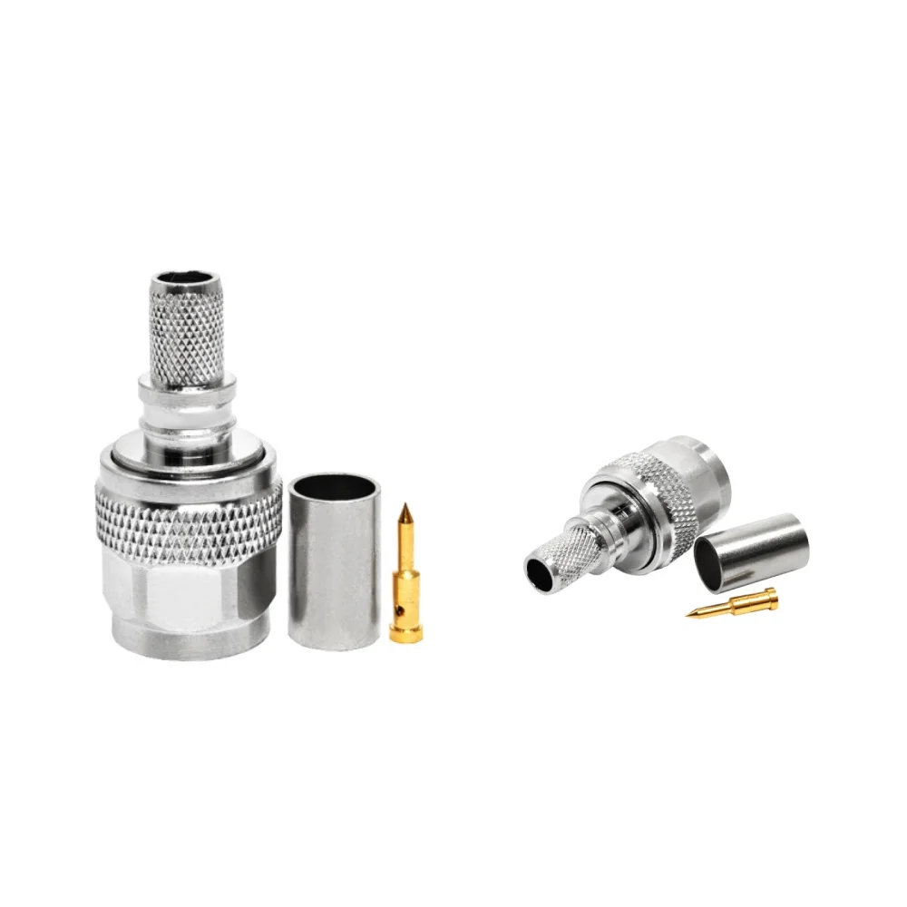 Nickel Plated Brass TNC EZ Male Plug Crimp Solderless for LMR240 H155 RF Coax Coaxial Connectors in Stock