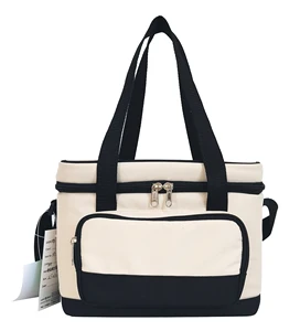 2026 High Quality Polyester Tote Food Lunch Bag Thermal Cooler Durable Insulated Zipper Customizable Logo Bodybuilding Fitness