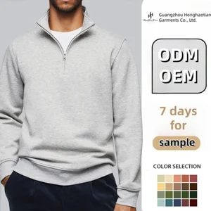 Custom Logo High Neck With Zipper Streetwear Men's Sweatshirts Quarter-Zip Hoodies for Streetwear and Gym Wear