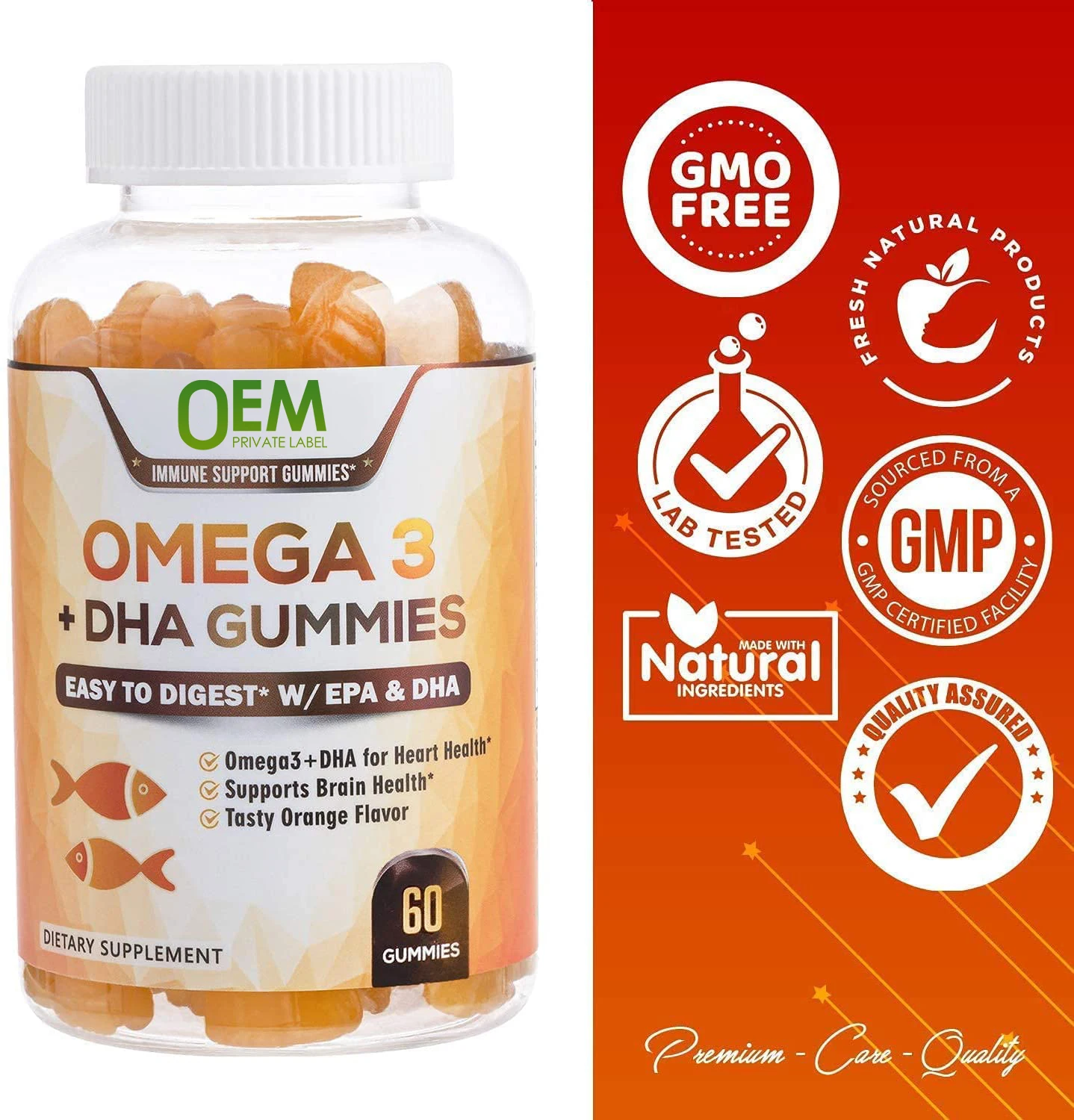 Wholesale Dha Algae Oil Gummies Omega 3 Fish Oil Gummies Dha & Epa Kid
