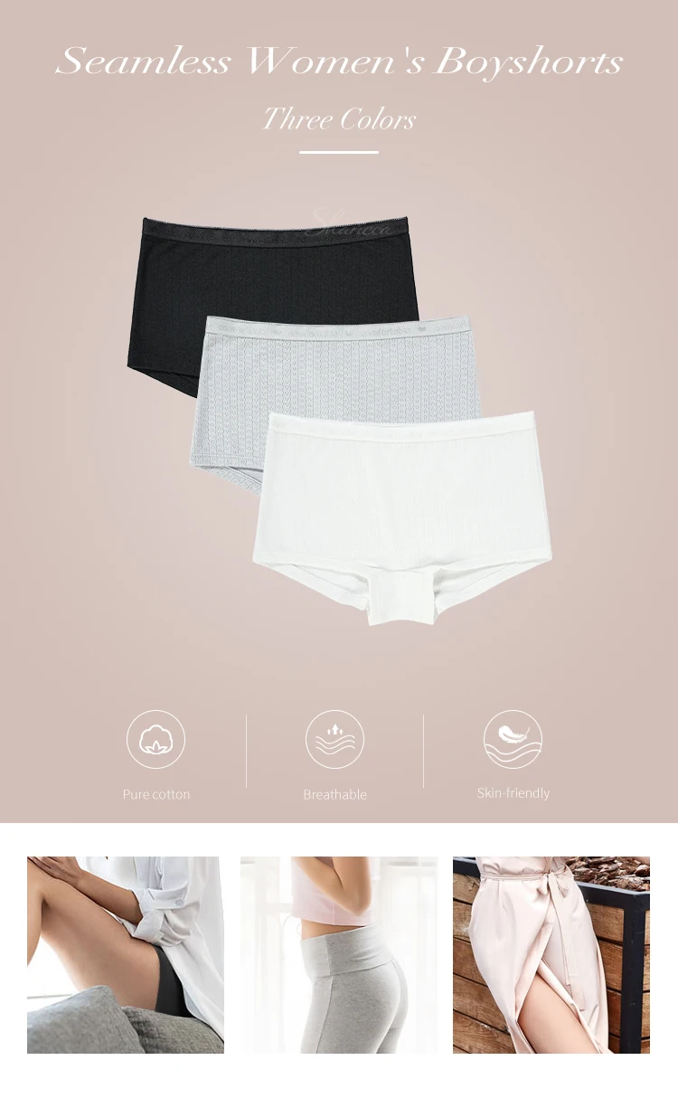 Women's 3-Pack Graphic Seamless Boyshorts Panties - Mid Rise, Full Coverage Underwear Set