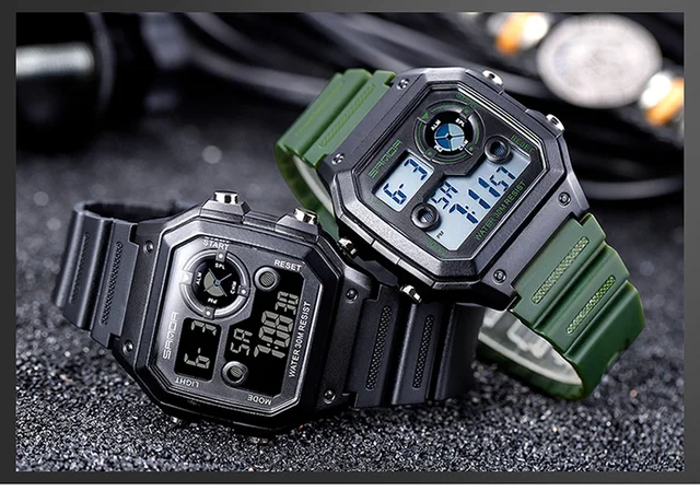 SANDA 418 Sports Men's Digital Wrist Watch LED Silicon Strap 50M Waterproof Automatic Functional Boys Watches - Image 3