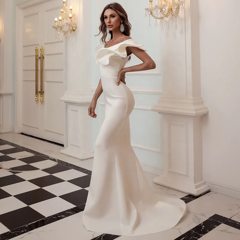 Sexy Mermaid Fishtail Evening Dress Women Trailing Evening Dress High  Quality Trailing Fishtail Dress