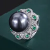 open size Gray bead platinum ring