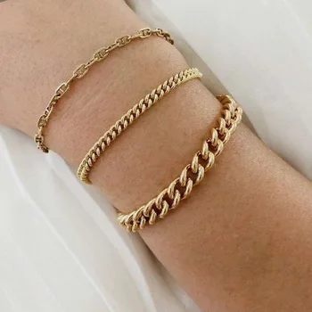 High End 18K Gold Plated Stainless Steel Bracelet for Women Link Chain Bracelet 2020 Jewelry Wholesale